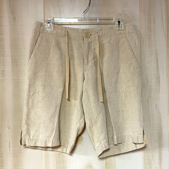 Eddie Bauer Pants - Eddie Bauer Flax 100% Linen Shorts With Drawstring Waist Sz 2p